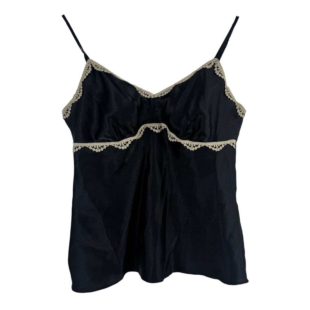 California Dynasty Y2K Black Lace Trim Cami Top Tank Womens Size Medium